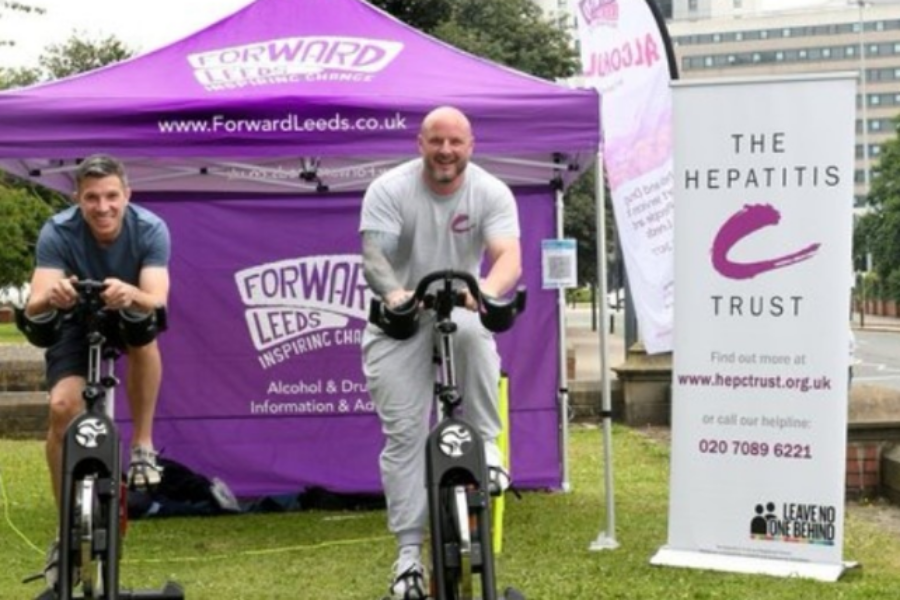 john fox and nick rank doing a charity bike ride